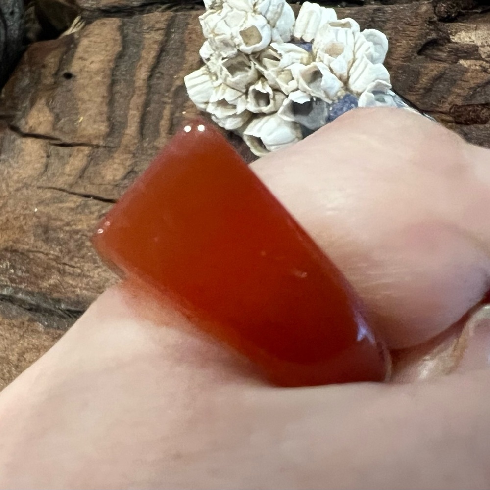 Artisan Orange Carnelian Ring Modern Gemstone Glass Crystal Bohemian Quartz - Picture 4 of 7